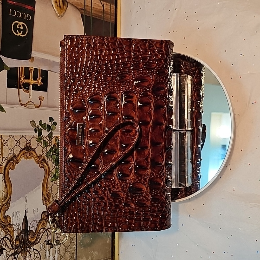 Brahmin Brown Crocodile Embossed Clutch - Picture 3 of 11